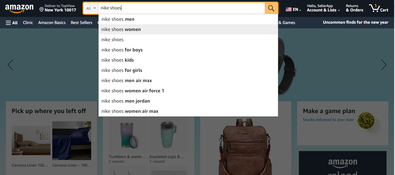 Amazon search example