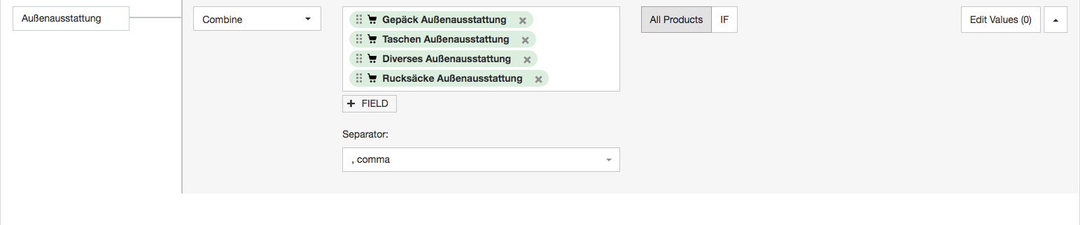 Combining attributes in data feed