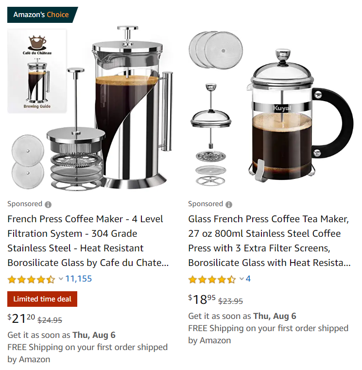 Cafe Du Chateau French Press Coffee Maker NEW OPEN BOX