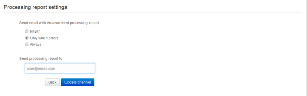 Amazon Marketplace Ads Processing Report Settings