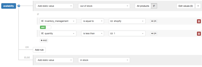 Availability Based on Quantity New Rules in DataFeedWatch