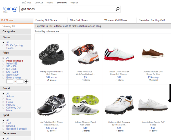 Bing Comparison Shopping Engine Shoes
