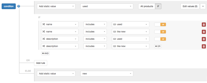 DataFeedWatch BigCommerce Condition