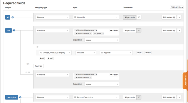 Fold Out All Rules in DataFeedWatch