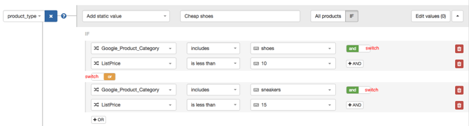 New If and Or Rules in DataFeedWatch