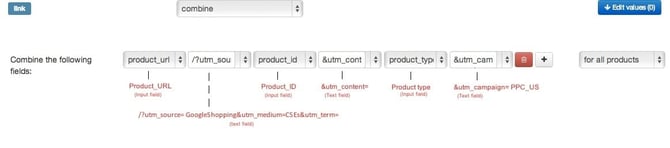 Combine UTM Tracking Code in DataFeedWatch