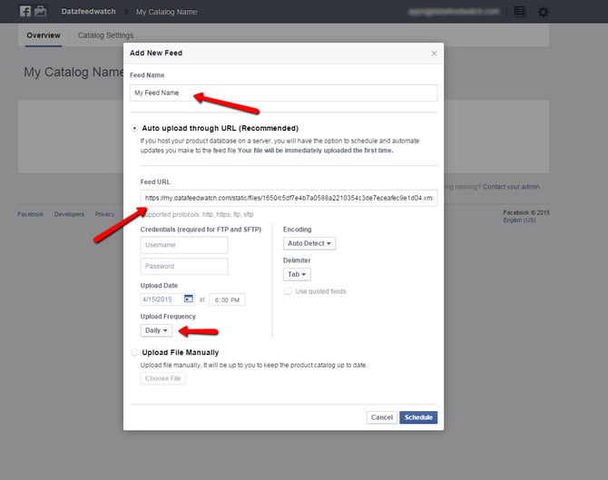 Facebook Data Feed Scheduling