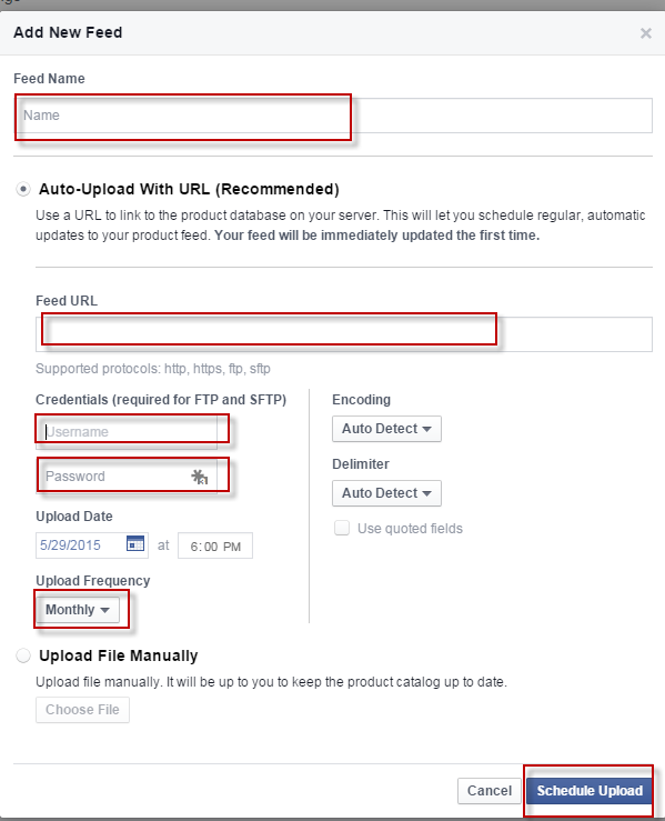 Facebook Product Ads Upload