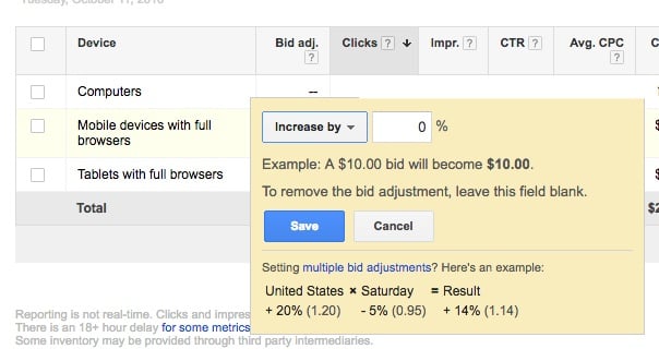 Adjust Mobile Bids in Google Shopping