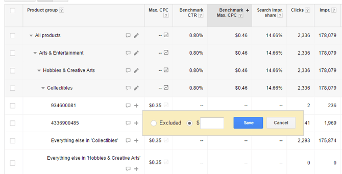 Google Shopping Campaign Create Product Group Exclude