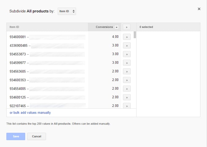 Google Shopping Campaign Create Product Group Subdivide by ItemID Manual