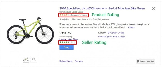 Google Shopping Product Ratings vs. Seller Ratings