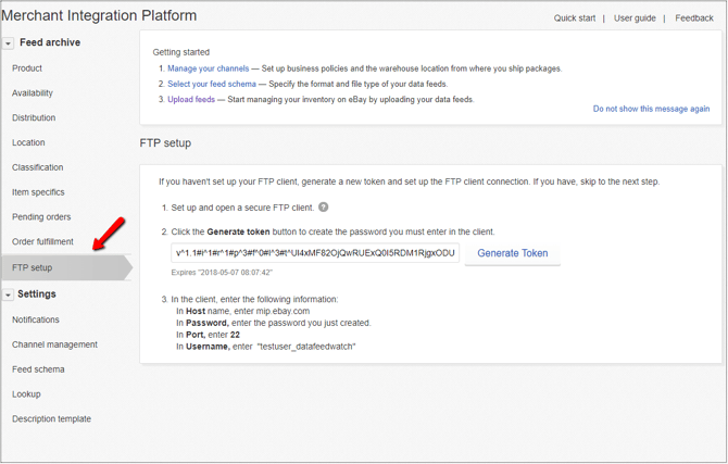 eBay Marketplace MIP FTP Setup