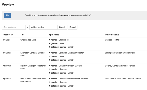 Preview Function in DataFeedWatch