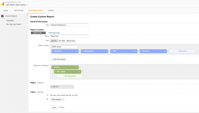 Product Level Performance Report in DataFeedWatch