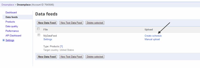 Click Create Schedule Button in DataFeedWatch