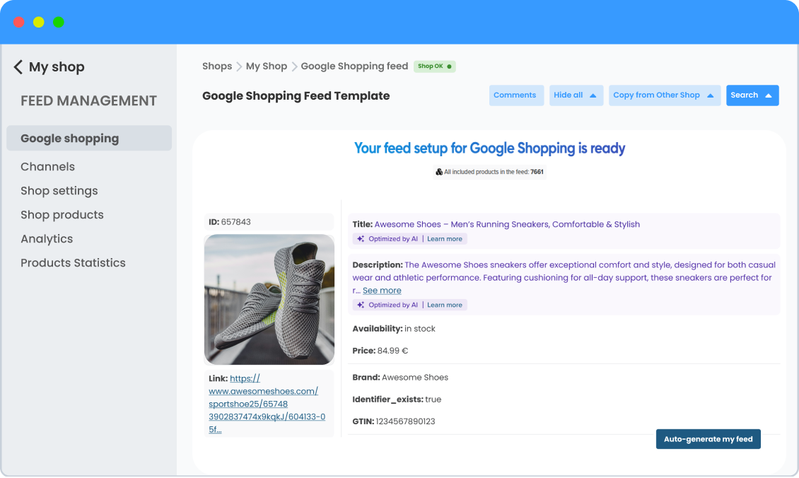 1-click feed product mapping