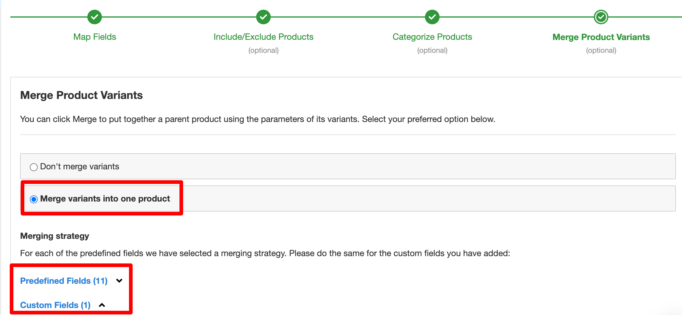 merge product variants