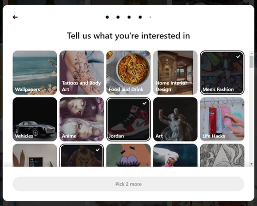 pinterest pick interests