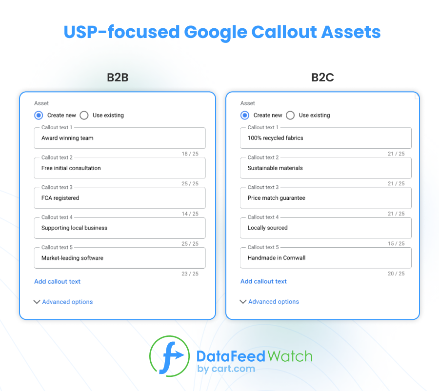 USP-focused Google Callout Assets