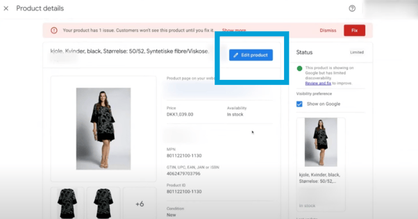 Edit products in Google Merchant Center Next 